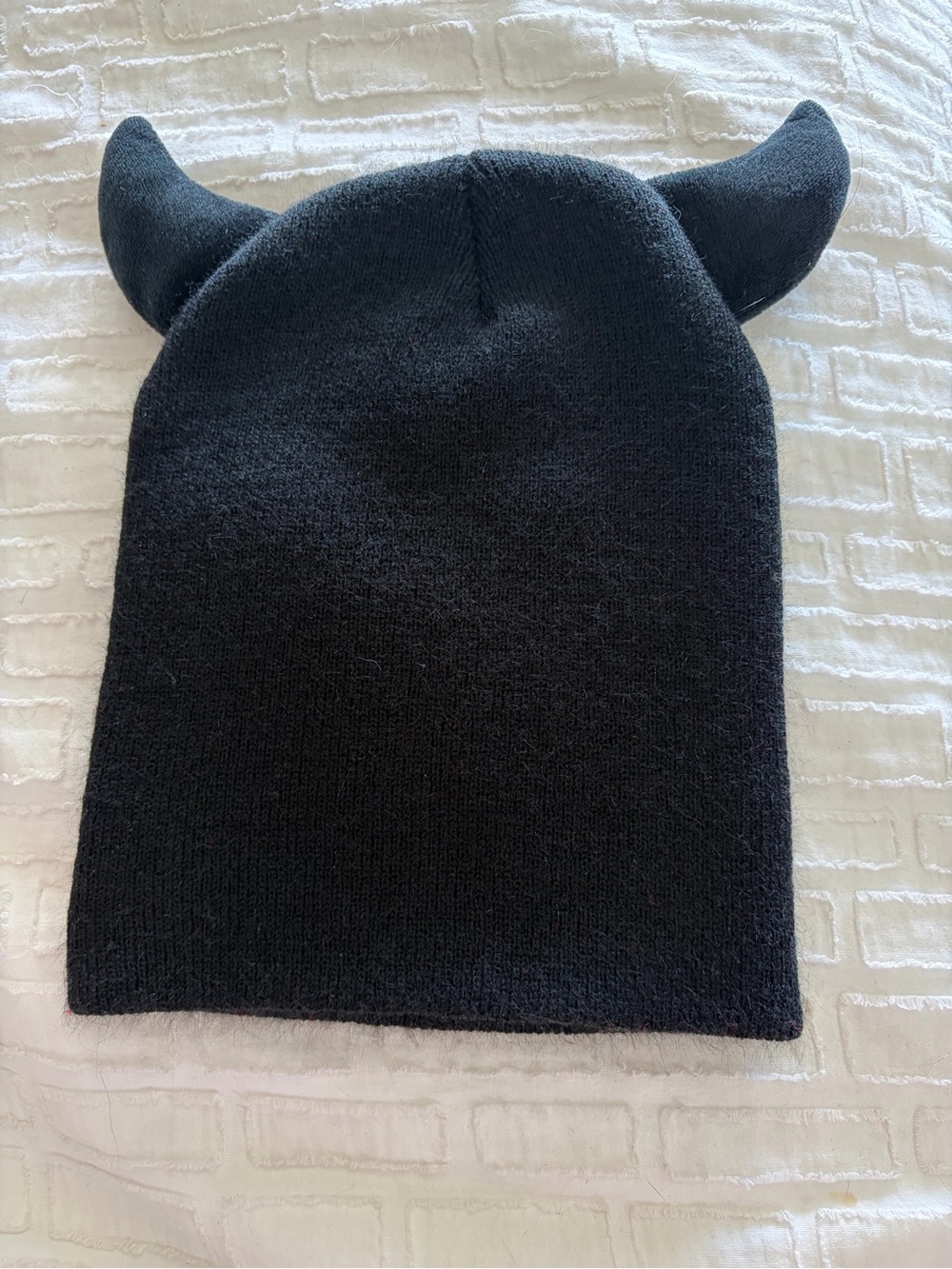 Black Horned Knit Beanie Hat - Women Accessories